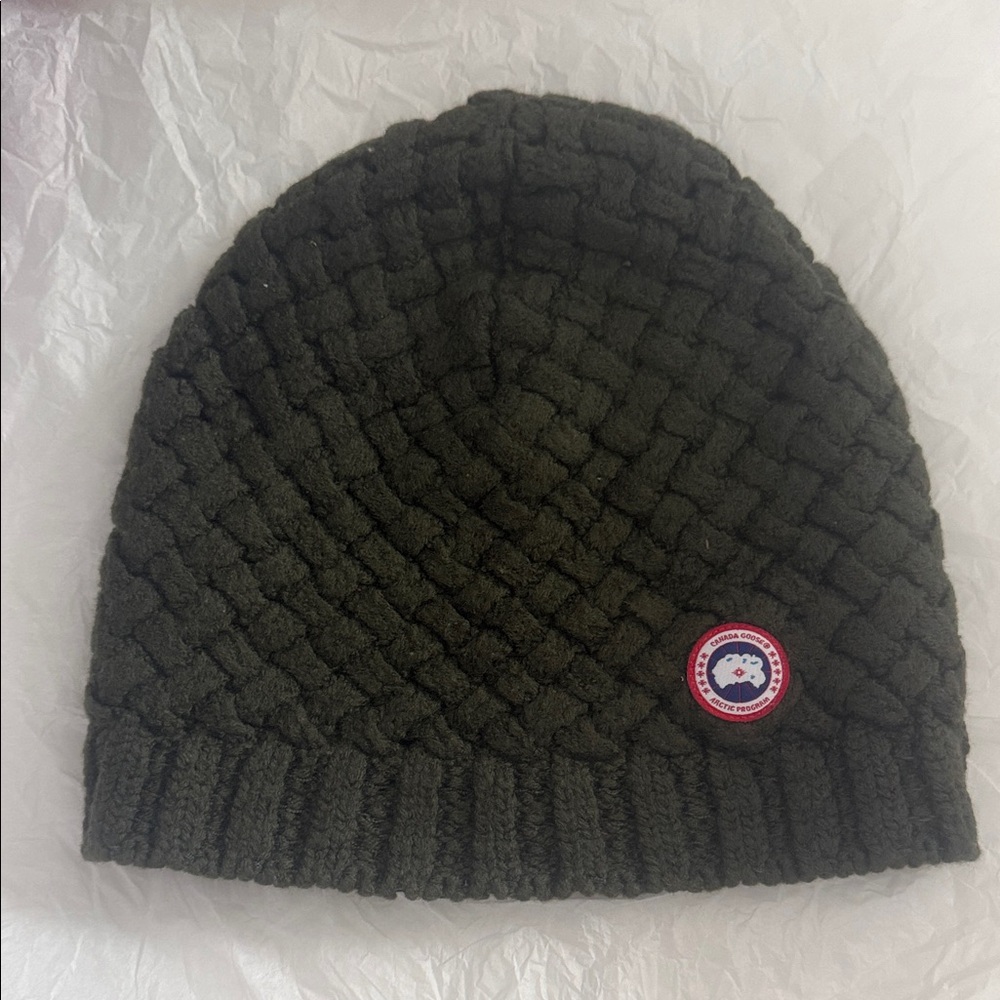 Canada Goose Military Green Merino Wool Knit Beanie